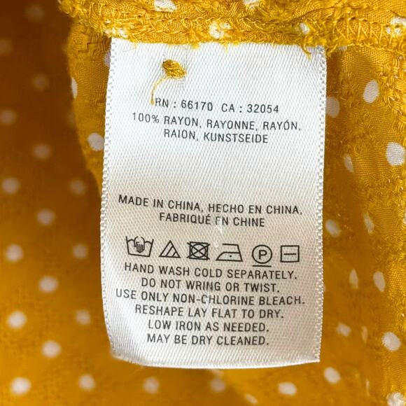 Maeve by Anthropologie Yellow/White Polka Dot ShortSleeve ButtonDown Retro Top-0 - Picture 5 of 5